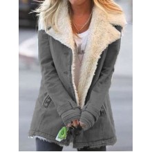 women's plush lapel mid-length coat HF0901-04-01