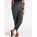 Women Zipper Casual Belt Harem Pants Irregular Loose Trousers Gray