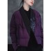 vintage Purple Embroideried Patchwork Duck Down Puffers coats Winter